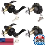 Gobrico 2 Pack Matte Black Keyed-alike Door Levers And Double Cylinder New. Price: $138.04.