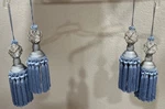 Vintage 12" Curtain Tie Tassel Netted Clear Ball Light Blue Holdback Deco Used. Price: $34.95.