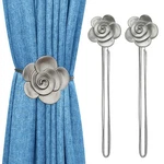 Lewondr Curtain Tie Magnetic, Vintage Resin Flower Holdback With Rope Open. Price: $14.95.