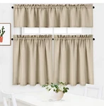 Nanan Waffle Weave Window Valance 3 Piece Set Plaza Taupe Textured Curtains Open. Price: $21.99.