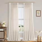 120" Natural Linen Pleat Curtains - Light Filtering Boho Drapes For Home New. Price: $102.99.