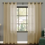 Archaeo Slub Textured Linen Blend Black Grommet Top Curtain Panel Sand 52 63 New. Price: $15.39.