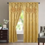 Elegant Comfort Aurora Jacquard Look Curtain Panel Set With 84"L X 54"W, Gold New. Price: $47.91.