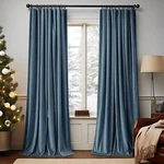 Lazzzy Velvet Blackout Curtains Blue Thermal Insulated Drapes For Bedroom Liv... New. Price: $83.83.