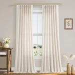 Aersas Pinch Pleat Linen Curtains 102 Inch, Panels, Light Filtering, Cream New. Price: $89.99.