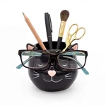 Luvberries Cat Glasses Holder Stand Vase - Black Ceramic New. Price: $21.82.