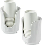 Ceramic Bathroom Cup Dispenser With Stylish Vertical Stripes - Disposable Mouthw New. Price: $20.99.