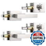 Knobwell 2 Pack Brushed Nickel Door Handle Deadbolt Square Single Cylinder New. Price: $97.11.