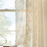 Beige Lace Curtains 54 Inch Length 2 Panels Set Country Vine Floral Scalloped New. Price: $39.99.