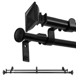 5/8" Square Urn Adjustable Double Drapery Curtain Rod, 28 -48 -84 /84 -120 New. Price: $28.79.