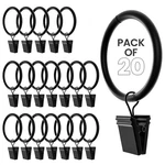 Black Curtain Rings With Clips 1.5 Inch Set Of 20 Heavy Duty Hooks Fo... New. Price: $21.19.