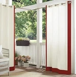 Waverly Sun Shade Indoor/outdoor Grommet 1 Panel Hampton Red Border 50"X84" New. Price: $29.99.