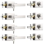 Knobwell 4 Pack Deadbolt Lock And Door Set Brushed Nickel Square Modern New. Price: $223.82.