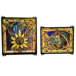 Meyda Tiffany "solstice" Stained Glass Window Panels (2) Art Nouveau Sunflower Used. Price: $659.95.