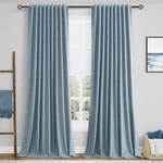 Nanspring Blue Linen 100 Blackout Curtains For Bedroom 120 Inch Length Panels New. Price: $97.10.
