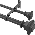 Adjustable Double Curtain Rod 144-164" Heavy Duty Matte Black With Vintage Finia New. Price: $86.99.