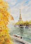 Original Watercolor Painting Eiffel Tower Seine River Paris France Fine Art New. Price: $245.00.