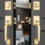 Ehomeware Double Front Door Handle Set Satin Brass Entry Lock Fast Ship New. Price: $143.91.