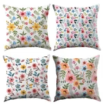 Lovous Wild Floral Throw Pillow Covers 18X18 Inch Set Of 4, Linen Decorative .... Price: $18.80.