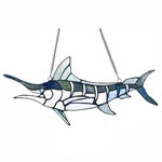 Chloe Lighting Swordfish Animal-style Stained Glass Window Panel 16" Wide New. Price: $222.45.