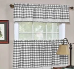 Buffalo Check Gingham Kitchen Curtain Separates, Grey, 58X14 & 58X36 Inches New. Price: $19.07.