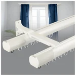 Cozlmhj Double Curtain Rod Set Heavy Duty Aluminum Dual Track White 180IN System New. Price: $75.59.