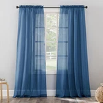 Erica Crushed Sheer Voile Rod Pocket Curtain Panel, 51" X 63", Blue New. Price: $16.95.
