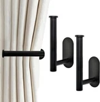 2 Pack Adhesive Metal Curtain Hooks And Tiebacks - No Drill Shaped Black New. Price: $14.64.