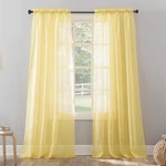 Erica Crushed Sheer Voile Rod Pocket Curtain Panel, 51" X 95", Yellow New. Price: $21.49.