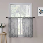 Tollpiz Floral Short Sheer Tier Curtains Flower 30"W X 24"L (pack Of 2) Grey New. Price: $16.18.