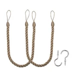 Bel Avenir Curtain Handmade Tiebacks Ropes Holdbacks 2 Metal Screw Hooks Flaxen Used. Price: $21.41.