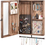 Wall Mounted Jewelry Organizer Box Rustic Wood Large Space Cabinet Holde New. Price: $83.55.