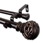 Desyne 100-26-669-D 1" Isabella Double Curtain Rod, 66-120", Bronze New. Price: $67.27.