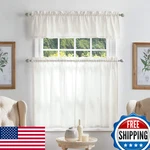 Martha Stewart Bedford Woven Plaid Window Curtain Valance And Tiers Set White New. Price: $53.23.