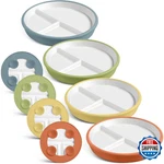 Domensi 4-PC 8" Large Porcelain Kids Plates W/ Anti-slip Silicone Sleeve New. Price: $53.99.