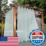 Bonzer Sheer Outdoor Curtains For Patio Waterproof - 2 Panels Wide Grommet New. Price: $89.58.
