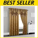 Elegant Jacquard Curtain Panels With Valance Set New. Price: $53.32.