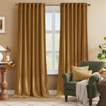 Nicetown Extra Long Gold Brown Velvet Curtains 96" 2 Panels Light Heat Blocking New. Price: $48.20.