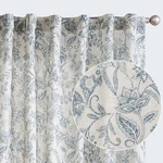 Lazzzy Farmhouse Blue Floral Linen Curtains 84" Black Tab Drapes New. Price: $83.32.