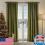 Nemia Moss Green Velvet Blackout Curtains 53"X63" Thermal Insulated Bedroom New. Price: $91.12.