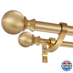 Hosmile 72-144" Warm Gold Double Curtain Rods, Adjustable Window New. Price: $63.39.