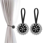 Patikil Magnetic Curtain Tie Backs, 2 Pack Sparkling Crystal Flower Black New. Price: $21.61.