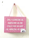 Amazing Aunt Rectangle Wall Sign 6X4.5 Wood Rope Cord Used. Price: $5.50.