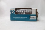 (12-PK) Homz Shower Curtain Rings 21410201 Open. Price: $8.97.