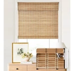 Lazblinds No Tools Drill Cordless Bamboo Roman Shades, Light Filtering Window Open. Price: $27.19.