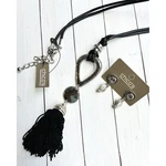 New Nwt Chico's Felicia Black Silver Tassel Leather Cord Necklace Set $49.90 Tag. Price: $18.50.