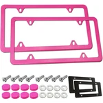 Bggtmo Pink License Plate Frames- Metal Aluminum Car Tag Cover, 2 Pack New. Price: $15.98.