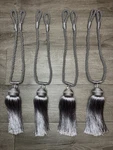 Set Of 4 Gray Silver Curtain Tiebacks Tassel Rope Holdbacks Used. Price: $28.00.