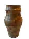 Amazing Inlaid Wood Vase 8 Boho Handmade Used. Price: $28.00.