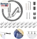 5 Meters Wall Mount Curtain Wire Rod Set With (20 Hanging Clips) - Stainless New. Price: $25.43.